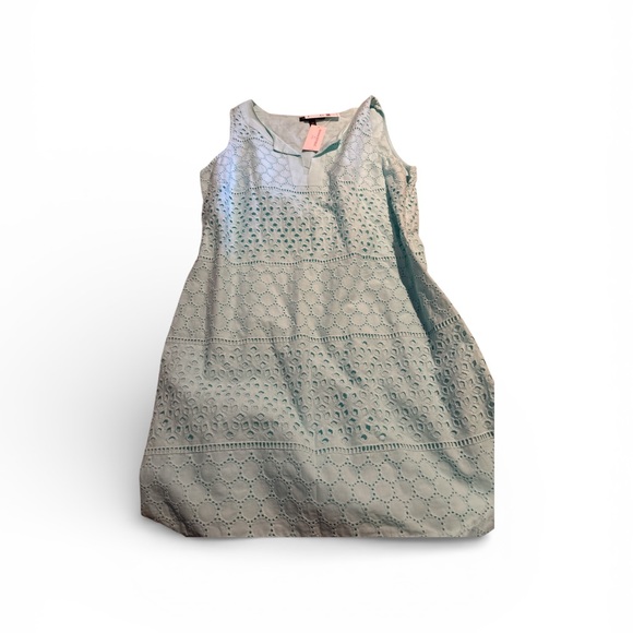 Banana Republic Light Blue Eyelet Sleeveless Midi Dress Size 12P - Picture 6 of 6